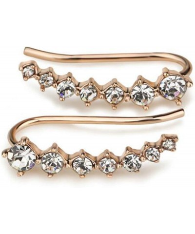 Silver Rose Gold Plated Cubic Zircon Climber Wrap Cuff Earrings Rose Gold White $6.88 Earrings