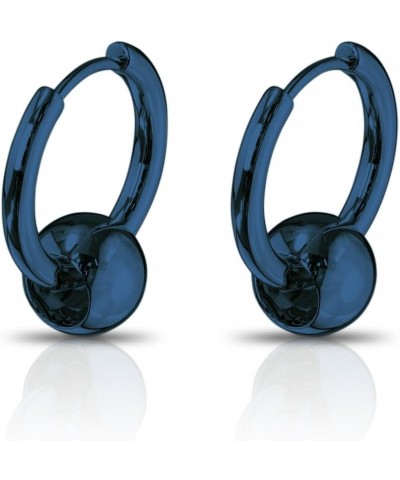 20GA 316L Stainless Steel Faux Captive Bead Hinged Hoop Earrings, Sold as a Pair Blue $8.65 Body Jewelry