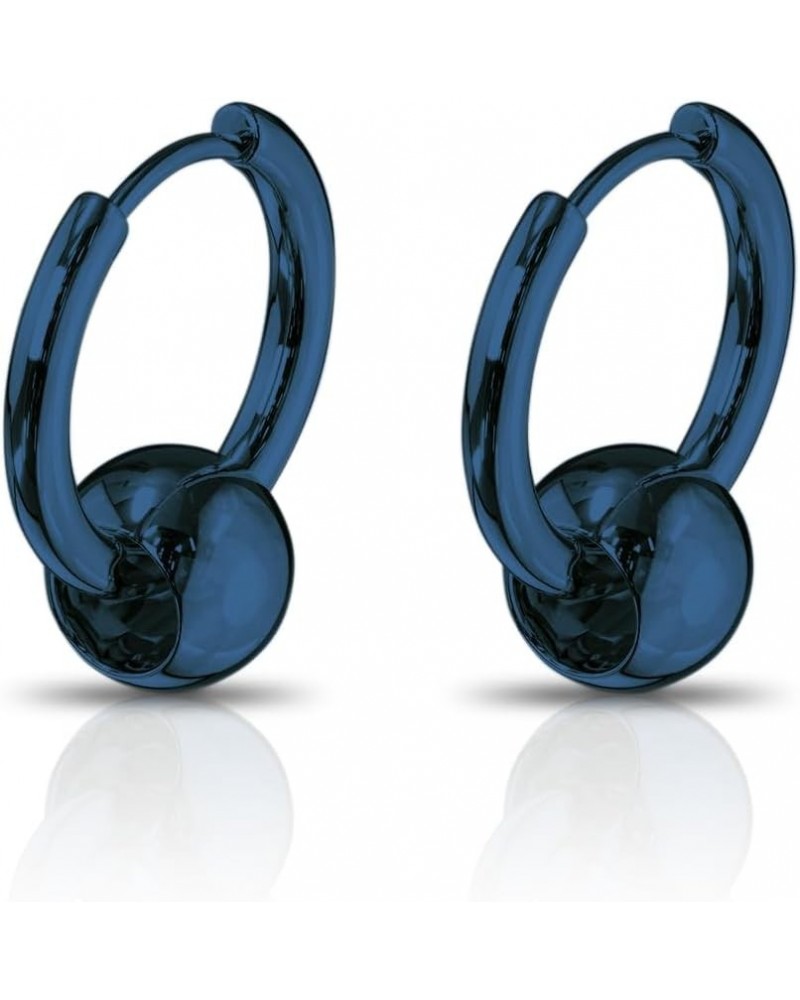 20GA 316L Stainless Steel Faux Captive Bead Hinged Hoop Earrings, Sold as a Pair Blue $8.65 Body Jewelry