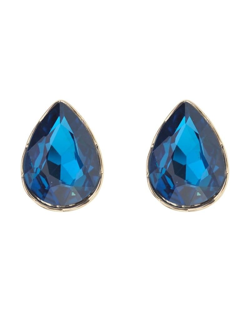 Women's Teardrop Stone Pear Cut Solid Border Evening Clip On Earrings Topaz Blue $6.00 Earrings