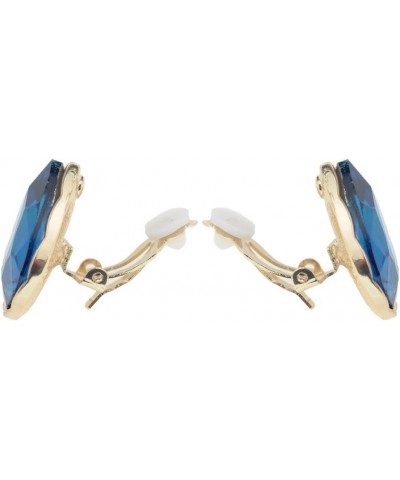 Women's Teardrop Stone Pear Cut Solid Border Evening Clip On Earrings Topaz Blue $6.00 Earrings