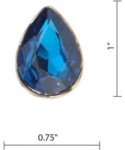 Women's Teardrop Stone Pear Cut Solid Border Evening Clip On Earrings Topaz Blue $6.00 Earrings