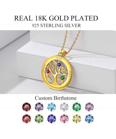 Heart/Round Tree of Life Necklace, Customized Birthstone Jewelry for Women Men,Custom Name Family Branch Tree Pendant Persona...