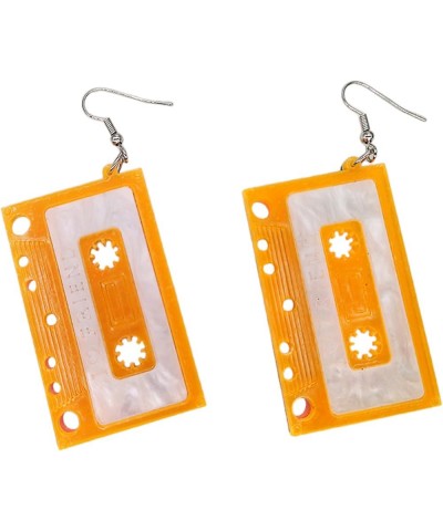 Retro Cassette Tape Earrings with 'I Love Friend' On it, 80s' Lovely Antique Style Jewelry for Party Disco Orange $5.45 Earrings