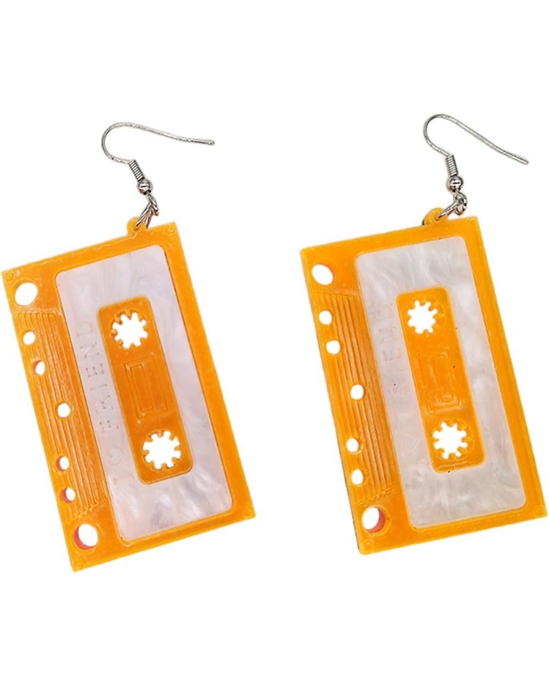 Retro Cassette Tape Earrings with 'I Love Friend' On it, 80s' Lovely Antique Style Jewelry for Party Disco Orange $5.45 Earrings