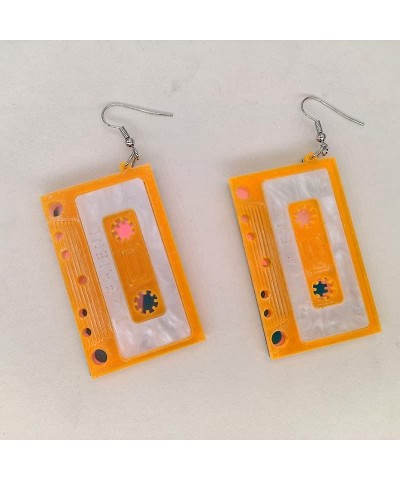 Retro Cassette Tape Earrings with 'I Love Friend' On it, 80s' Lovely Antique Style Jewelry for Party Disco Orange $5.45 Earrings