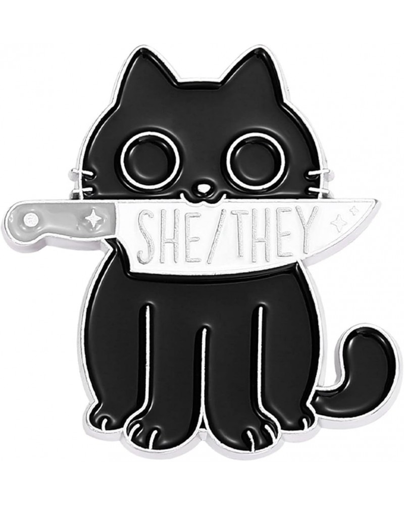 Pride Pronouns Cute Cat Pin Brooch Letters She They/He Him/They Them/She Her/He for Women Men Unisex Jewelry Gifts Gender Ide...