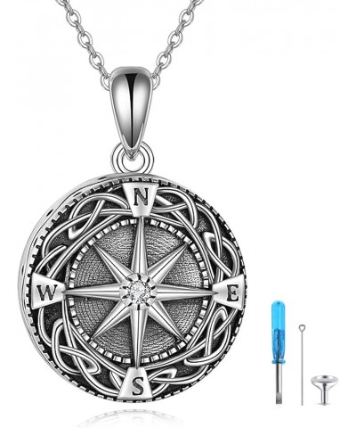 Urn Necklace for Ashes 925 Sterling Silver Ashes Necklace Compass/Heart/Teardrop/Celtic/Crystal Cremation Necklace keepsake M...