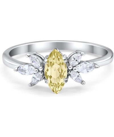 Art Deco Wedding Engagement Ring Marquise Round Simulated Cubic Zirconia 925 Sterling Silver Simulated Yellow CZ $14.74 Rings