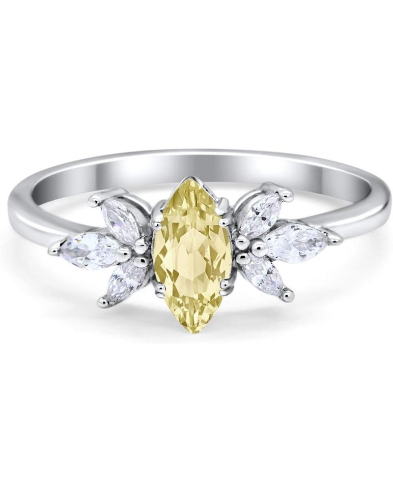 Art Deco Wedding Engagement Ring Marquise Round Simulated Cubic Zirconia 925 Sterling Silver Simulated Yellow CZ $14.74 Rings