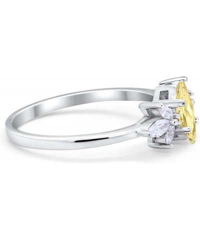 Art Deco Wedding Engagement Ring Marquise Round Simulated Cubic Zirconia 925 Sterling Silver Simulated Yellow CZ $14.74 Rings