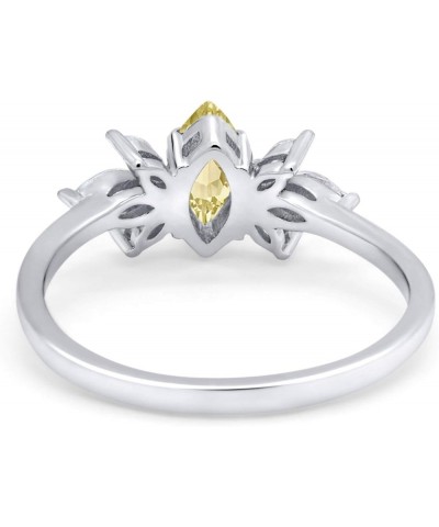 Art Deco Wedding Engagement Ring Marquise Round Simulated Cubic Zirconia 925 Sterling Silver Simulated Yellow CZ $14.74 Rings