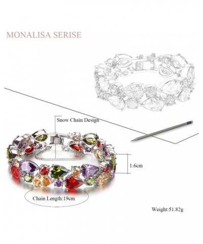 Bracelet for Women Multi Color Cubic Zirconia Crystal Links Bracelets Jewelry Gifts for Mom 7.5 Inch $15.95 Bracelets