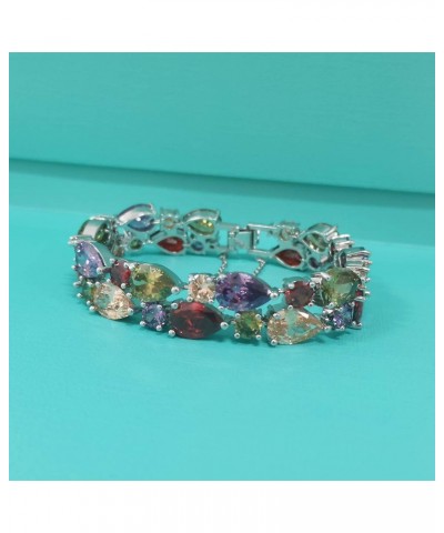 Bracelet for Women Multi Color Cubic Zirconia Crystal Links Bracelets Jewelry Gifts for Mom 7.5 Inch $15.95 Bracelets