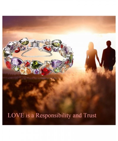 Bracelet for Women Multi Color Cubic Zirconia Crystal Links Bracelets Jewelry Gifts for Mom 7.5 Inch $15.95 Bracelets