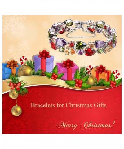 Bracelet for Women Multi Color Cubic Zirconia Crystal Links Bracelets Jewelry Gifts for Mom 7.5 Inch $15.95 Bracelets