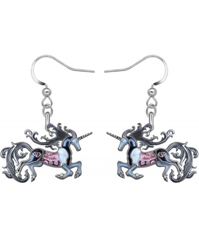 Enamel Unicorn Earrings Dangle Jewelry Zinc Alloy Fantasy Horse Gifts for Women Girls Party Favors Charms Black $9.59 Earrings