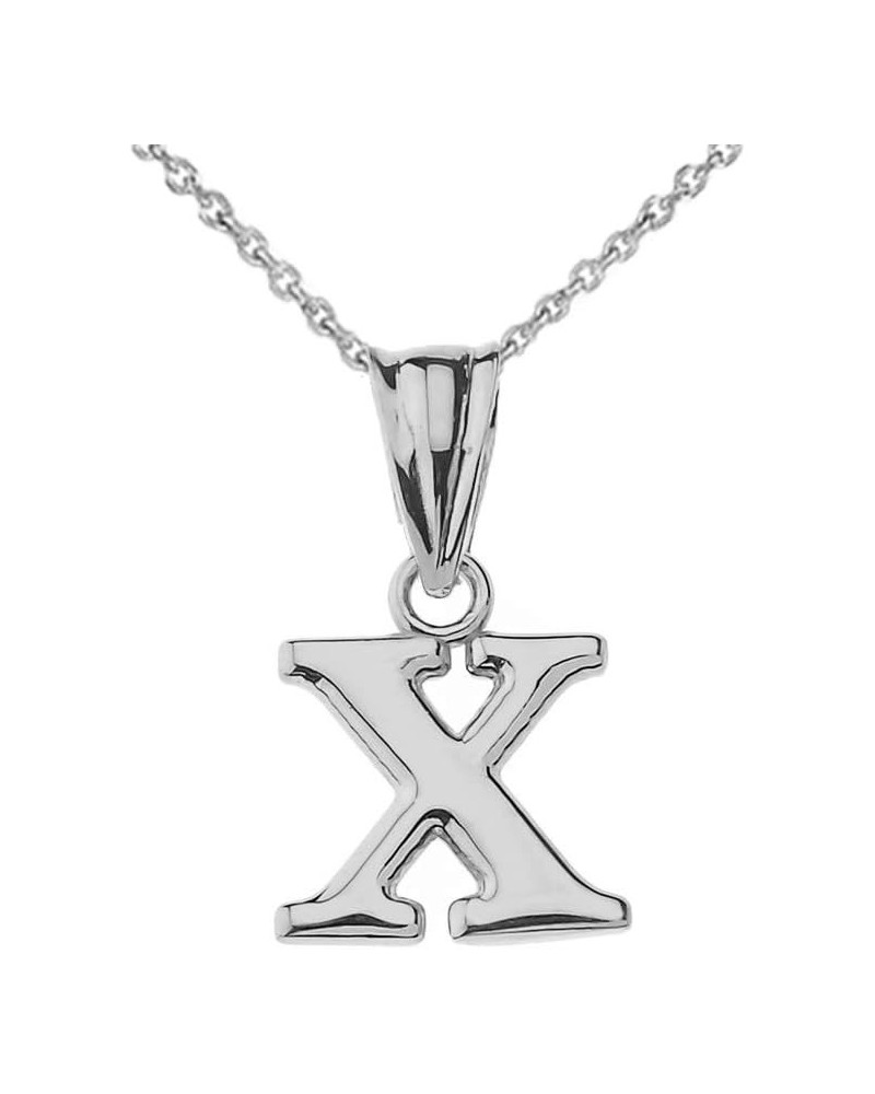 14K White Gold Fine Dangling Initial A-Z Charm Pendant with Rolo Chain - Your Choice of Chain Lengths 18.0 Inches X $94.59 Ne...