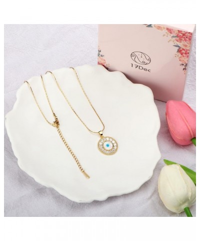 Evil Eye Necklace Cute Dainty Set Zirconia Colored Evil Eye Handmade Everyday Necklace for Women Minimalist Jewelry D(Gold) $...