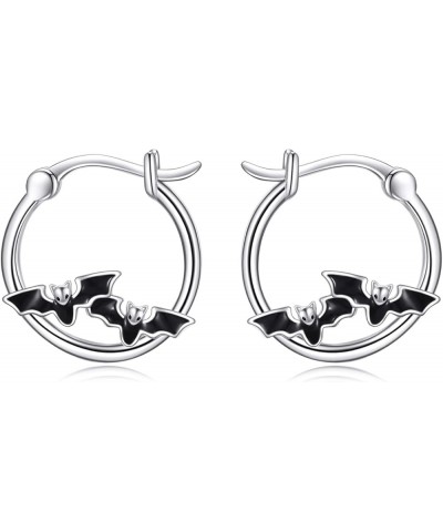 Small Hoop Earrings 925 Sterling Silver Huggie Cute Jewelry Birthday Gifts for Women Girls Bat $18.35 Earrings