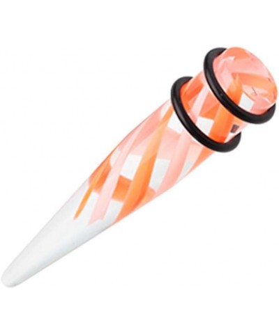 Pinstripe Swirls UV Acrylic Ear Stretching Taper 1/2" (12.5mm), Orange/White $10.07 Body Jewelry