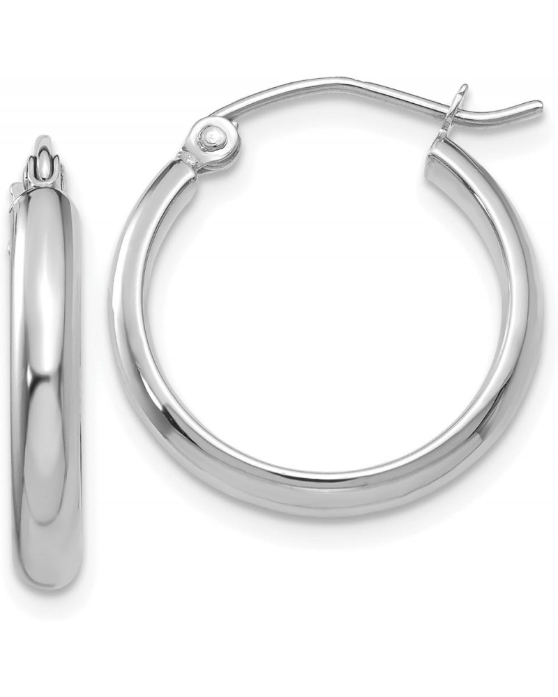 2.75mm Classic Polished Hoop Earrings in Real 14k White Gold 17mm $67.62 Earrings