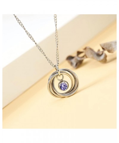 50th Birthday Gift 5 Rings Necklace with Birthstone 5 Rings for 5 Decades 50th Birthday Gift for Mom Grandma February $11.39 ...