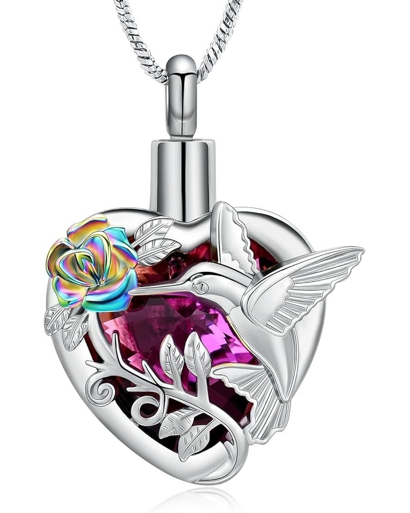 Cremation Jewelry Hummingbird Urn Necklace for Ashes for Women Stainless Steel Heart Urn Lockets Ashes Keepsake Memorial Jewe...