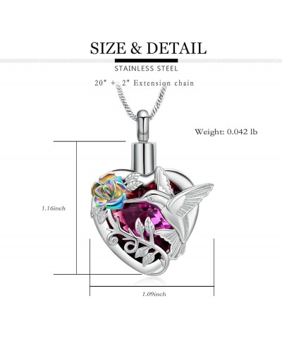 Cremation Jewelry Hummingbird Urn Necklace for Ashes for Women Stainless Steel Heart Urn Lockets Ashes Keepsake Memorial Jewe...