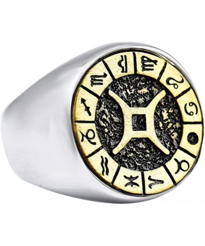 Unisex Stainless Steel Simple 12 Constellation Zodiac Signet Ring Horoscope Astrology Silver Gold Gemini $8.79 Others