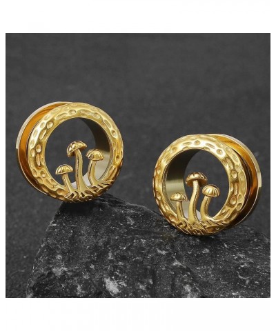 2 PCS Hypoallergenic 316 Stainless Steel 0G-1" Magic Mushroom Ear Gauges Screw Tunnels Ear Plugs Expander Stretcher Gauges Pi...