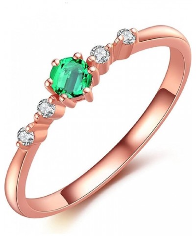 18K Yellow Gold Natural Green Emerald Solitaire Rings CZ Rose Gold Inlaid with Colored gems Engagement for Women (8) 6 $9.36 ...