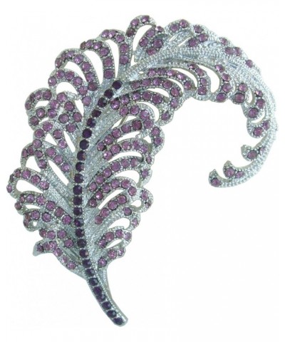 Sindary 3.35" Austrian Rhinestone Crystal Leaf Brooch Pin Pendant BZ5065 Silver-Tone Purple $11.77 Brooches & Pins