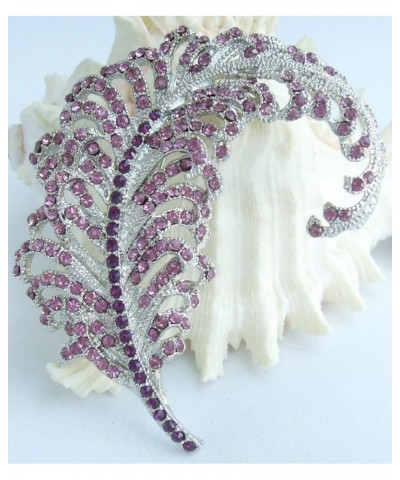 Sindary 3.35" Austrian Rhinestone Crystal Leaf Brooch Pin Pendant BZ5065 Silver-Tone Purple $11.77 Brooches & Pins