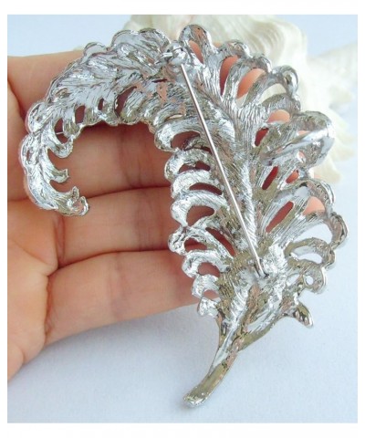 Sindary 3.35" Austrian Rhinestone Crystal Leaf Brooch Pin Pendant BZ5065 Silver-Tone Purple $11.77 Brooches & Pins