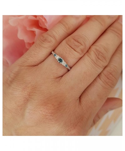 0.35 Carat (ctw) Round Blue and White Diamond Five Stone Engagement Ring for Women in Gold 4.5 10k: Metal Stamp White Gold $1...