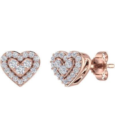 1/5 Carat Diamond Heart Shaped Stud Earrings in 10K Gold Rose Gold $79.55 Earrings