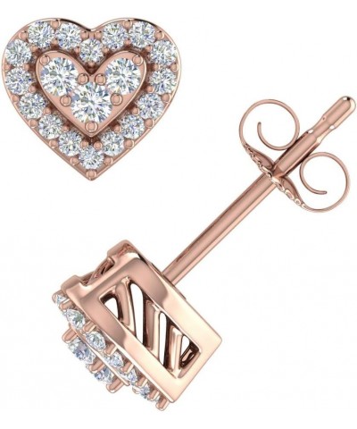 1/5 Carat Diamond Heart Shaped Stud Earrings in 10K Gold Rose Gold $79.55 Earrings