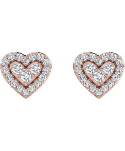 1/5 Carat Diamond Heart Shaped Stud Earrings in 10K Gold Rose Gold $79.55 Earrings