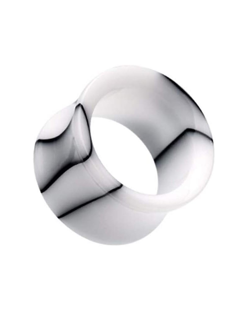 Marble Swirl Acrylic Double Flared Ear Gauge Tunnel Plug 7/16" (11mm), White $9.68 Body Jewelry