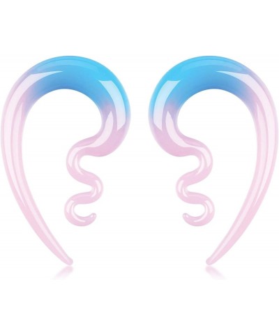 2PC Glass Ear Tapers Plugs 4G-14mm Handmade Hanger Gauges Piercing Jewelry Set 12mm (1/2"), Blue Pink $10.82 Body Jewelry