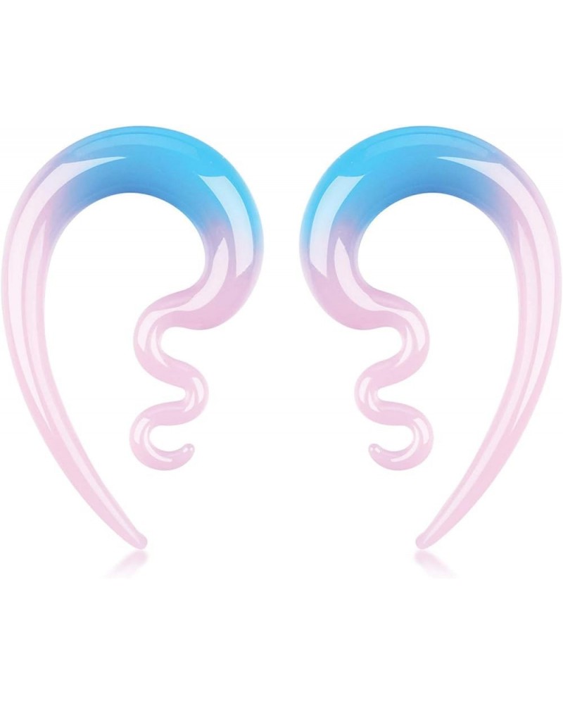 2PC Glass Ear Tapers Plugs 4G-14mm Handmade Hanger Gauges Piercing Jewelry Set 12mm (1/2"), Blue Pink $10.82 Body Jewelry