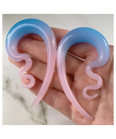 2PC Glass Ear Tapers Plugs 4G-14mm Handmade Hanger Gauges Piercing Jewelry Set 12mm (1/2"), Blue Pink $10.82 Body Jewelry