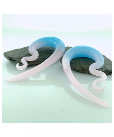 2PC Glass Ear Tapers Plugs 4G-14mm Handmade Hanger Gauges Piercing Jewelry Set 12mm (1/2"), Blue Pink $10.82 Body Jewelry