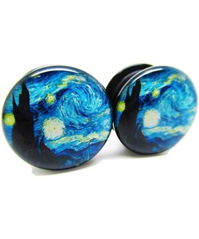 A Starry Night Ear Plugs - Acrylic Screw-On - New - 14 Sizes - Pair 7/8" (22mm) $9.69 Body Jewelry