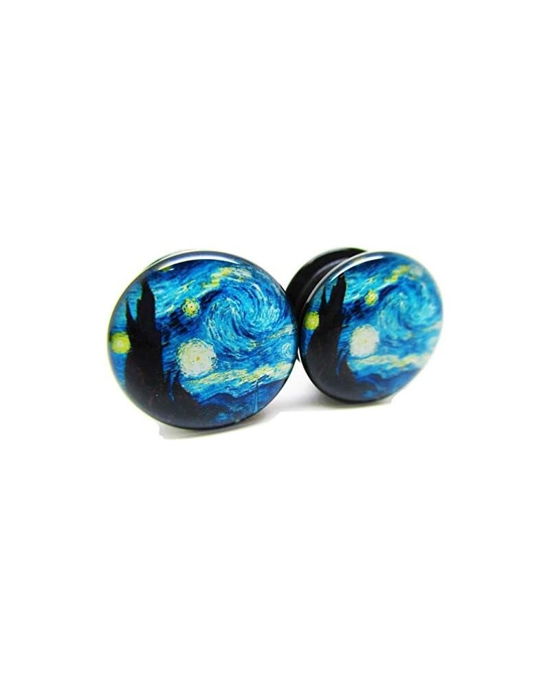 A Starry Night Ear Plugs - Acrylic Screw-On - New - 14 Sizes - Pair 7/8" (22mm) $9.69 Body Jewelry