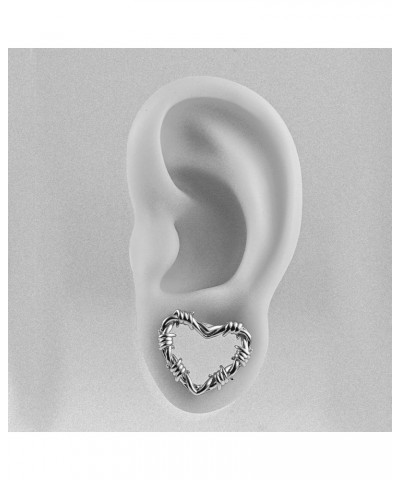 2PCS Heart Ear Tunnels Plugs Hypoallergenic Ear Gauges Earrings Expanders for Stretched Piercing Body Jewelry 12mm(1/2") Silv...