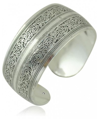 Tibeten Silver Carved Spiral Flower Connecting Branches Pattern Wide Band Open Cuff Bracelet Bangle $7.83 Bracelets