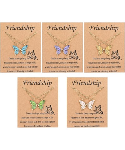 BFF Necklace for 2-Matching Butterfly Friendship Necklace Best Friend Forever Colored Butterfly BFF Pendant Best Friend Neckl...