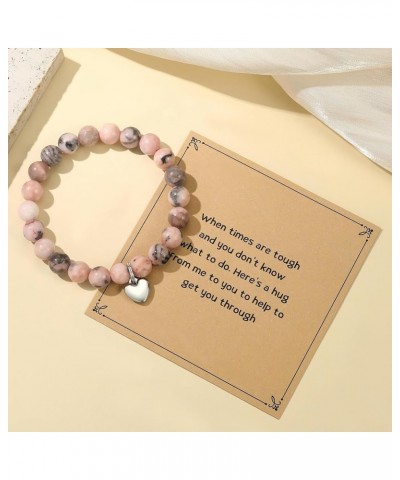 Inspirational Gifts for Women, Heart Charm Pink Elastic Beads Bracelet, Positive Affirmations Graduation Get Well Soon Gifts ...